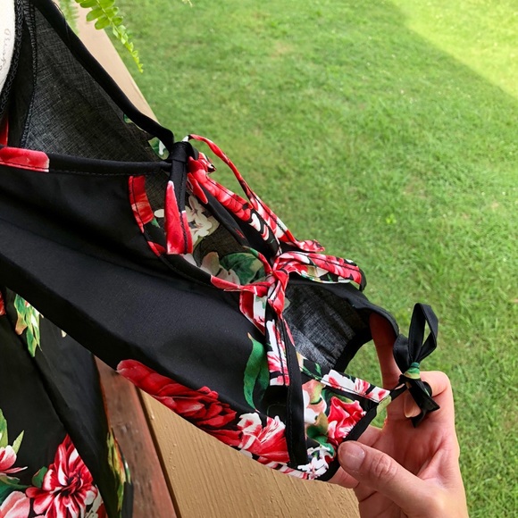 NWOT {2Hearts} Black floral cold should dress - Picture 3 of 6